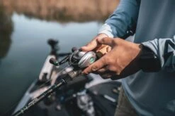 Quantum Energy S3 Baitcasting Reel -US Bait Reel Sales Store energy bc reel and rod closeup lifestyle