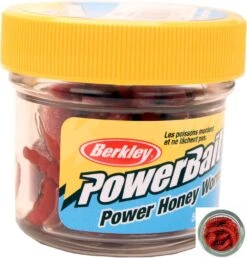Berkley PowerBait 1 Inch Honey Worm (55 Per Jar) -US Bait Reel Sales Store main honeyworm red